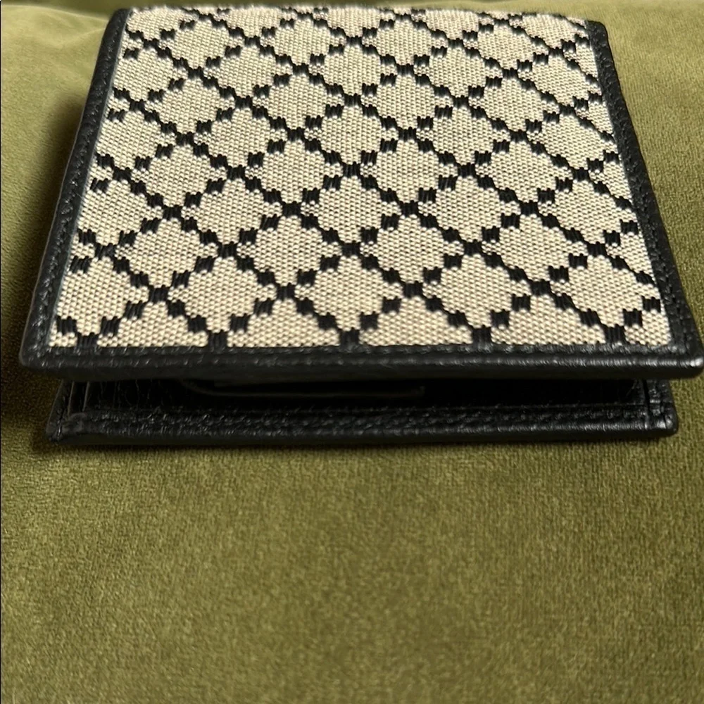 Gucci Unisex Diamanté Canvas and Leather Bifold Wallet